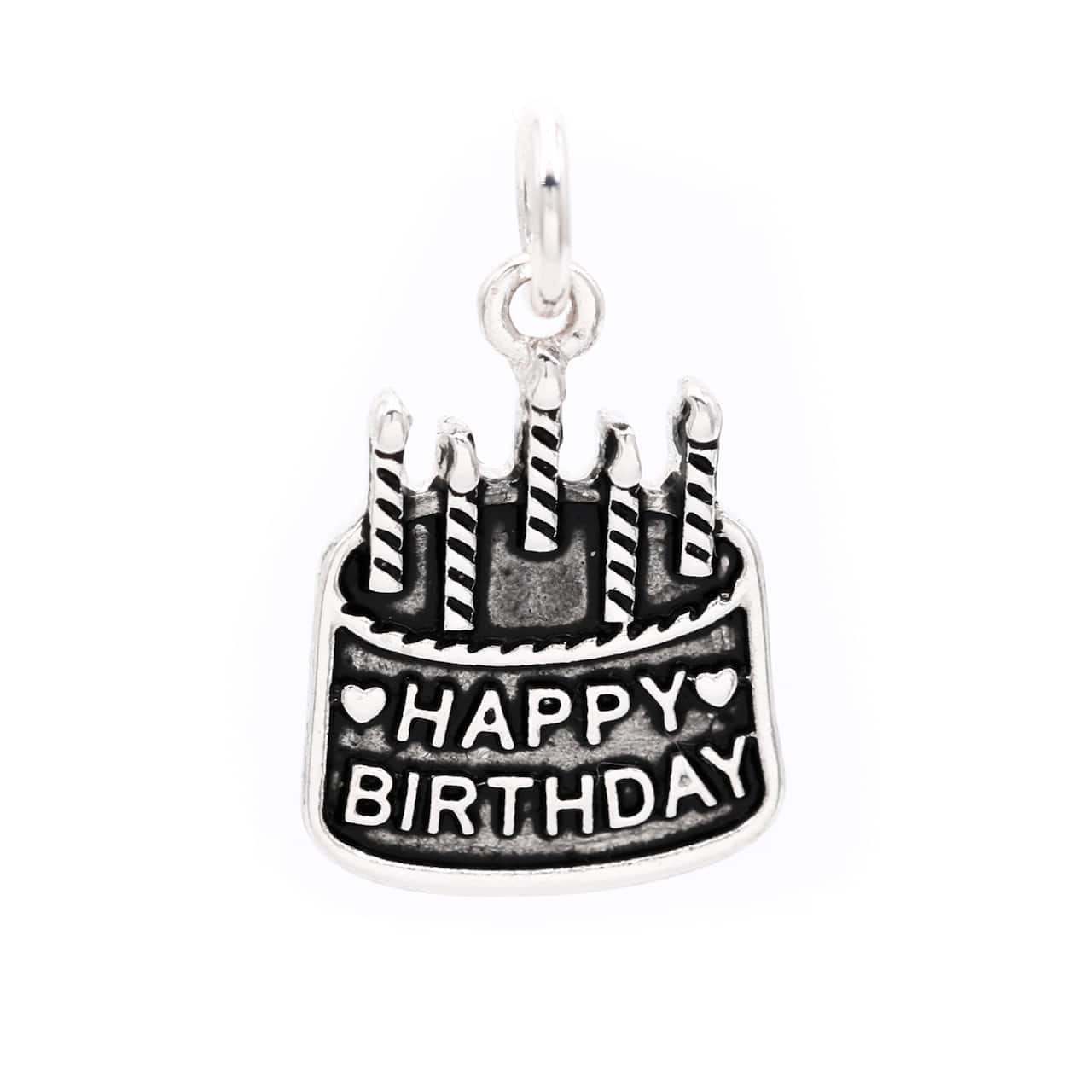Silver Plated Birthday Cake Charm by Bead Landing™